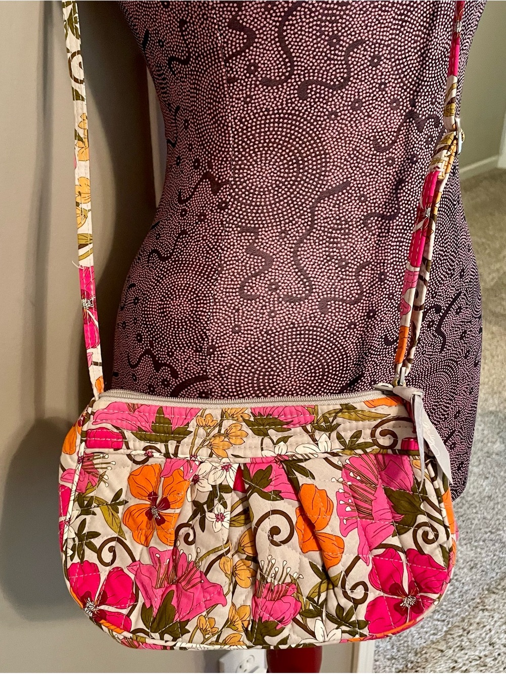 Vera Bradley Tea Garden Floral Pattern Frannie Crossbody Purse Bag